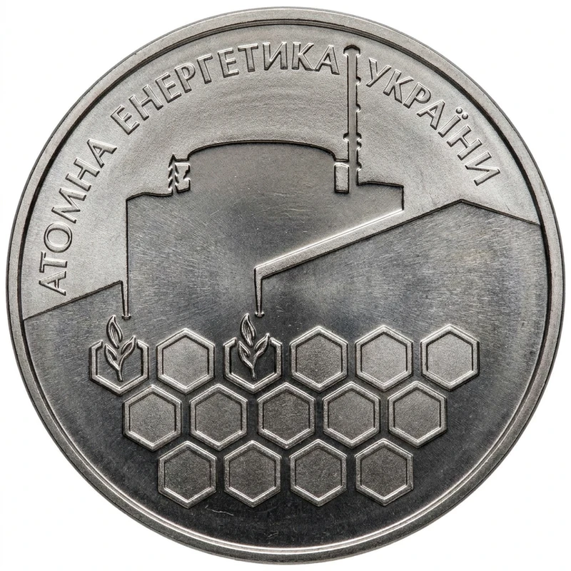 Реверс монети нейзильберу «Монета Атомна енергетика України», 2004 рік, 2 ₴
