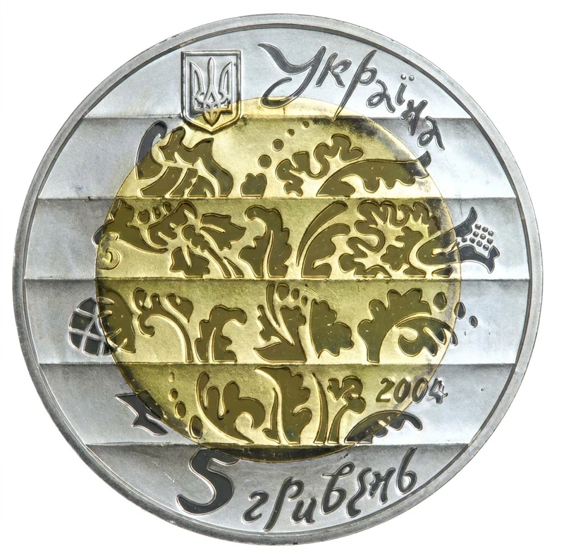 Аверс монети біметалу «Монета Ліра», 2004 рік, 5 ₴