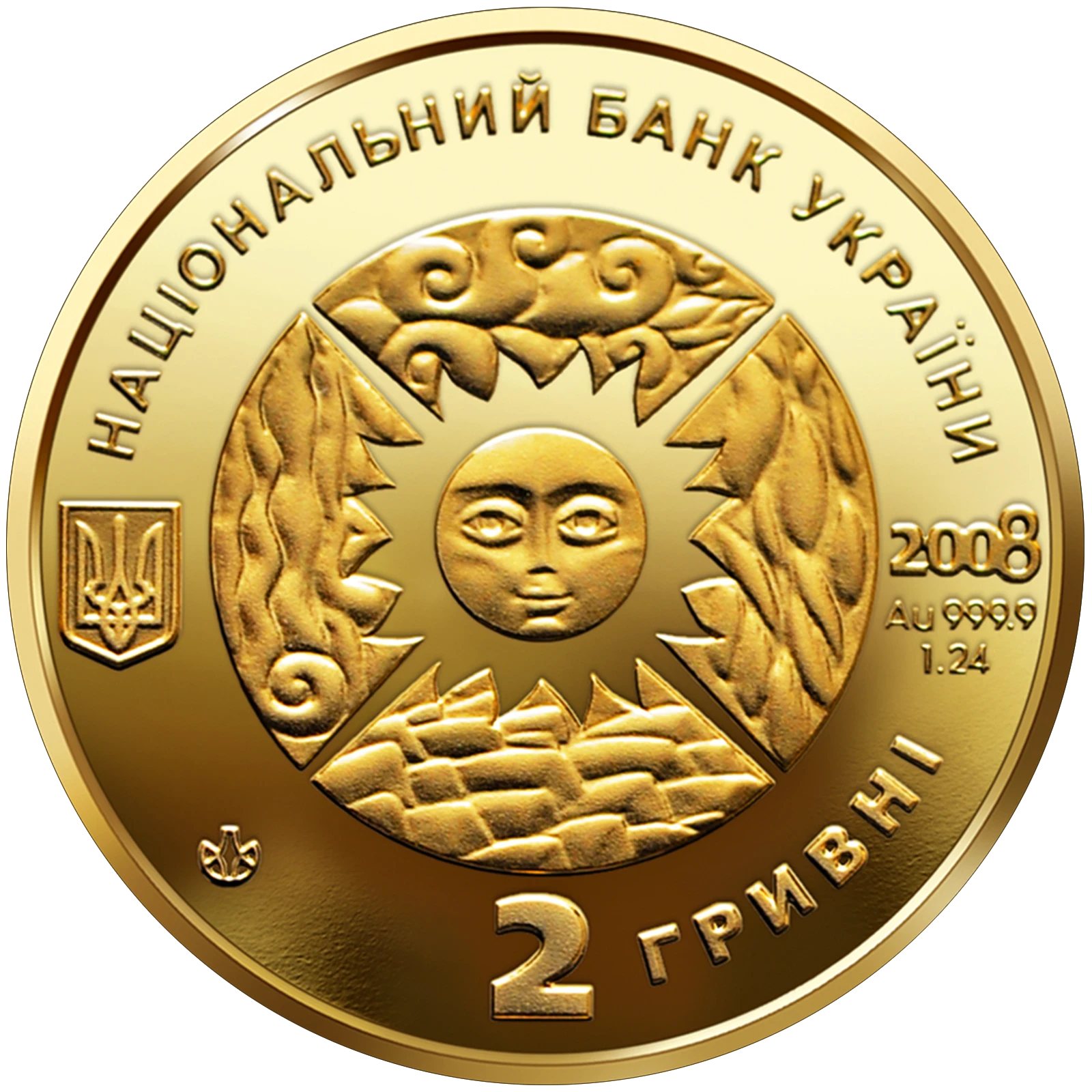 Аверс монети золота «Золота монета Рак», 2008 рік, 2 ₴