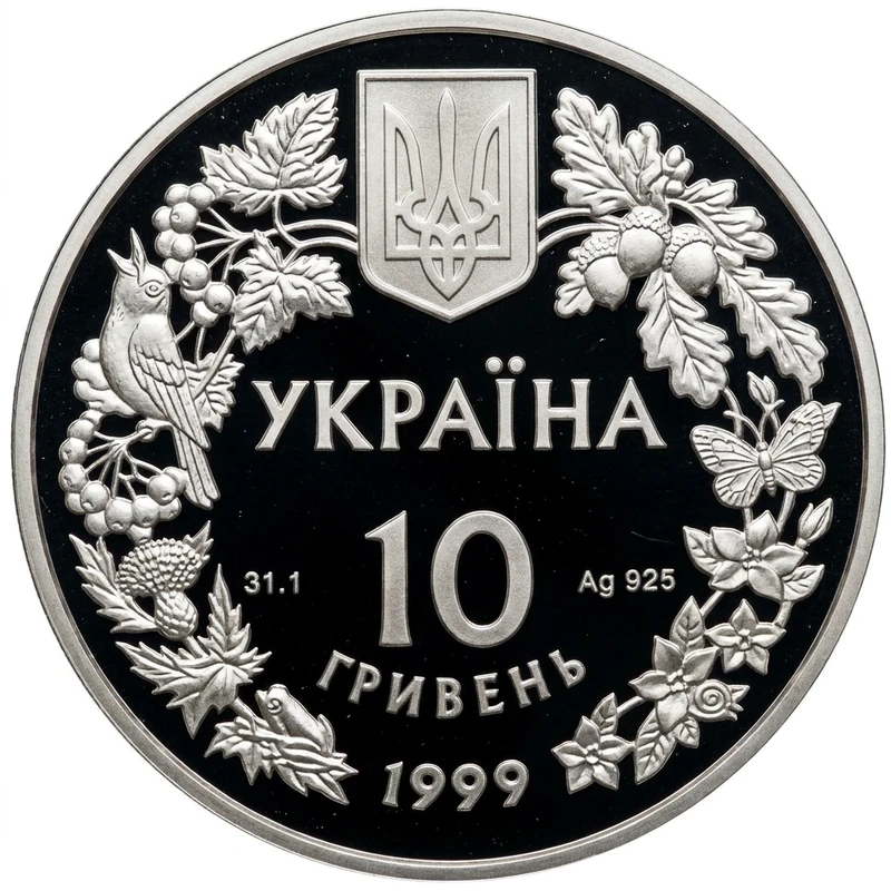 Аверс монети срібла «Срібна монета Орел степовий», 1999 рік, 10 ₴