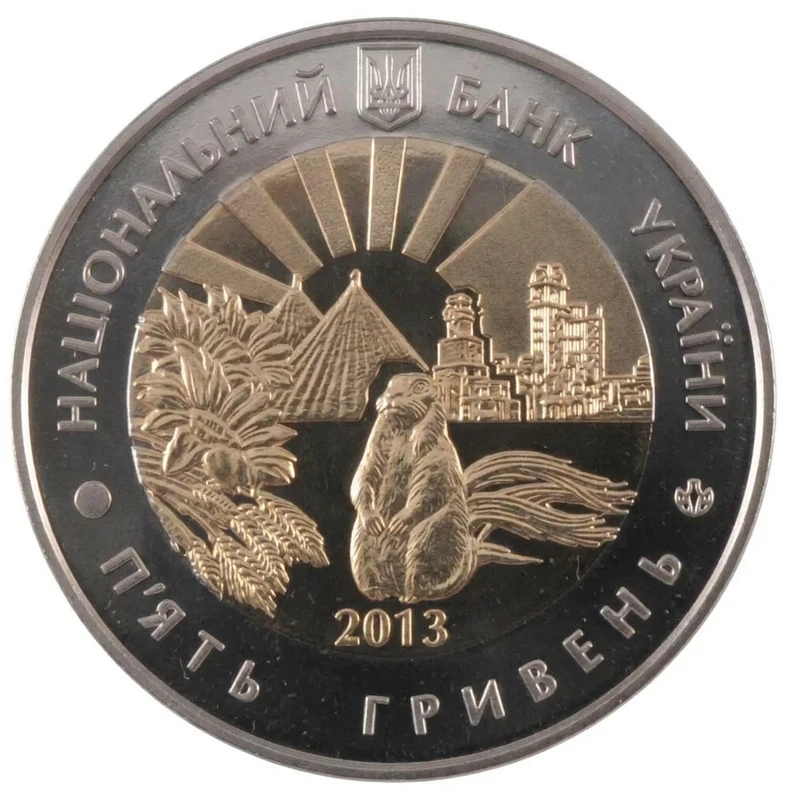 Аверс монети біметалу «Монета 75 років Луганській області», 2013 рік, 5 ₴